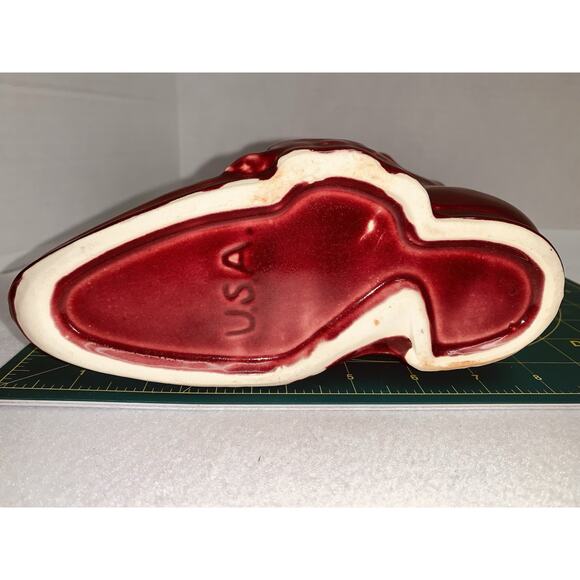 Vintage Raspberry Shawnee USA Pottery Shoe Planter With Puppy 3.25" x 7.50" - Picture 10 of 11